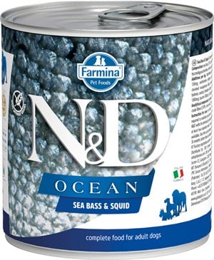 N&D Ocean Levrek ve Mürekkep Balıklı Köpek Konservesi 285 GR