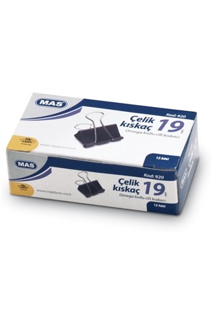 Mas Omega Çelik  Kiskaç  (Siyah) 19 Mm 12'li Paket
