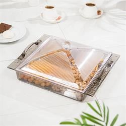 Kosova Akrilik Barok Füme 4lü Tek Kapaklı Kahvaltılık & Sunumluk