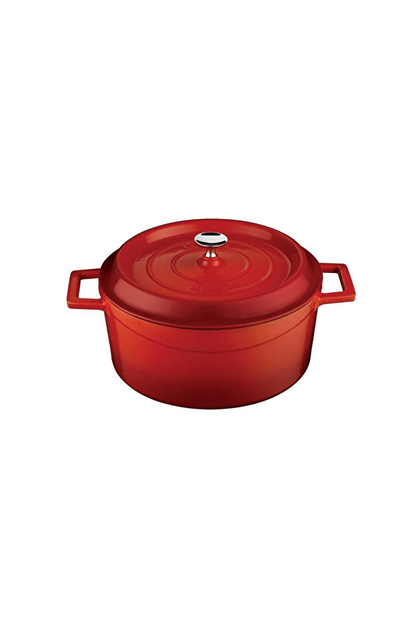Lava Döküm Yuvarlak Tencere 24 Cm Kırmızı