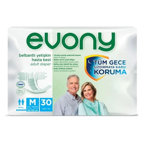 Evony Belbantlı Premıum Yetişkin Hasta Bezi M Beden 30 Adet