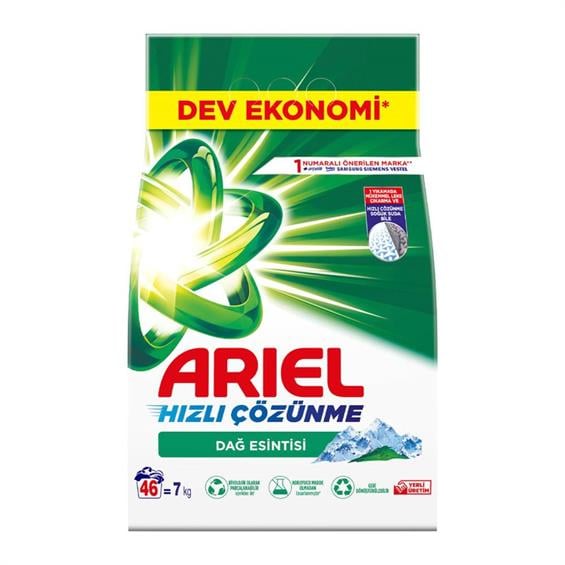 Ariel	Toz Deterjanı	Toz Çamaşır Deterjanı 2si 1 Arada Beyaz Ve Renkliler 7 Kg