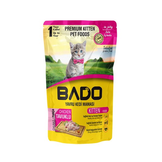 Bado Yavru Kedi Yaş Mama Parça Tavuk Etli 85 Gr