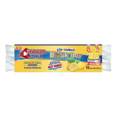 MACROMAX ÇÖP TORBASI BÜYÜK BOY 65x70cm 10 LU LIMON