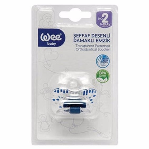 Wee Baby Şeffaf Desenli Gövdeli Damaklı Emzik No:2