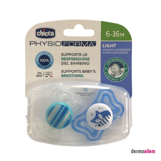 Chicco PhysioForma Light Silikon Emzik (6-16 Ay) Erkek Mavi Kedi Figür