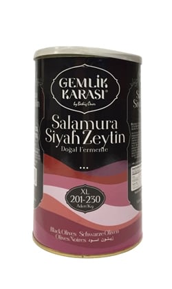 Gemlik Karası Salamura Siyah Zeytin  XL 201-230  800 Gr
