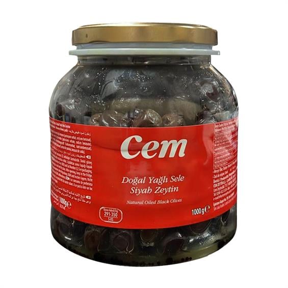 Cem Yağlı Sele Siyah Zeytin 1 kg (291-350 Klb)