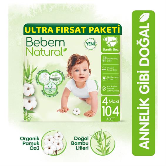 Bebem Natural Maxi Bebek Bezi 104'lü