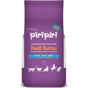Pisipisi Pudra Kokulu Topaklanan Kalın Taneli Kedi Kumu 10 Kg