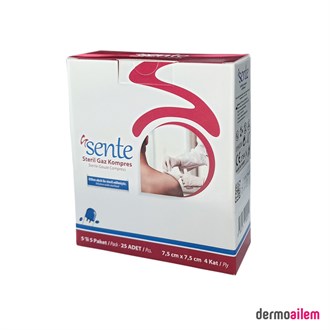 Sente Steril Gaz Kompres 7.5 x 7.5 cm 4 kat 5 li Paket 25 Adet