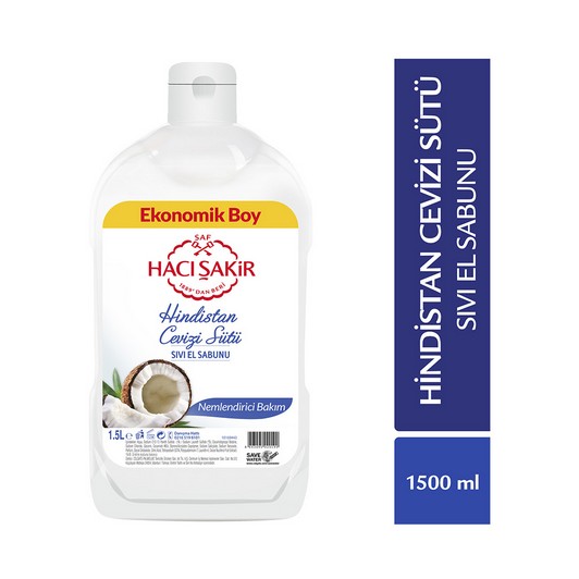 Hacı Şakir Hindistan Cevizi Sütü Nemlendirici Bakım Sıvı El Sabunu 1500 ml