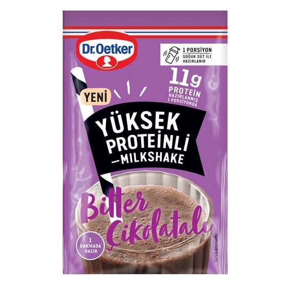 Dr.Oetker Milkshake Bitter Çikolata Yüksek Proteinli 15 gr