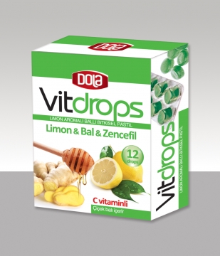 Dola Vitdrops Limon Aromalı Ballı Bitkisel Pastil 12 Adet