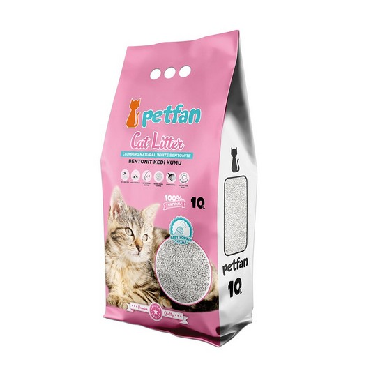 Petfan Bentonit Topaklanan Bebek Pudrası Kokulu Kedi Kumu 10 Lt