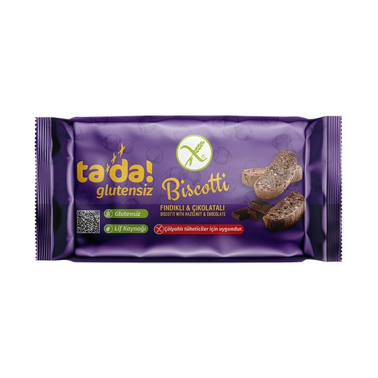 Tada Glutensiz Biscotti Fındıklı ve Çikolatalı Atıştırmalık 110g