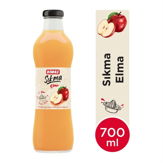 Dimes Sıkma Elma Suyu Cam Şişe 700 Ml