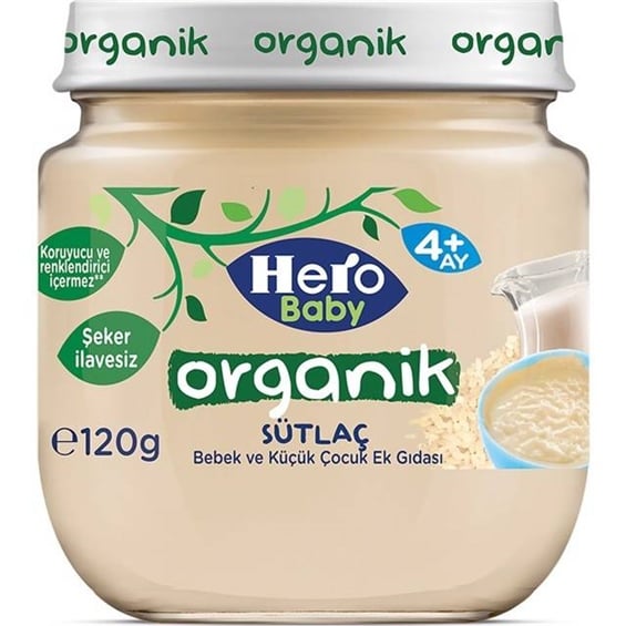 Hero Baby Organik Sütlaç Kavanoz Mama 120 gr
