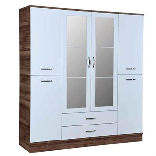 Cagiz Reyhan 6 Kapaklı 180cm Dolap / Ceviz - Beyaz