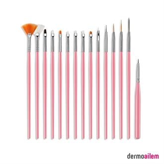 Nascita Tırnak Süsleme Nail Art 15'li Fırça Seti Pembe 03