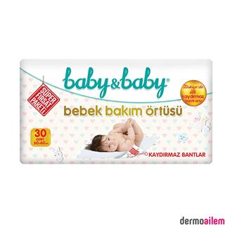 Baby & Baby Bebek Bakım Örtüsü Kaydırmaz Bantlı 30'lu 60X60 cm