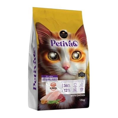 PETIVA KISIRLASTIRILMIS KEDI MAMASI 1,5Kg TAVUK ETLI