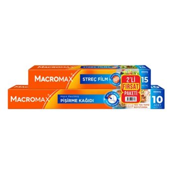 Macromax 2'li Fırsat Paketi Streç Film 15 Metre ve Pişirme Kağıdı 10'lu