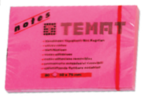 Temat Yapışkanlı Not Kağıt 50x75 MM Fosforlu Pembe 11609