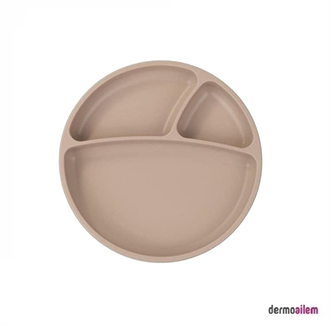 OİOİ Vakum Tabanlı Porsiyon Mama Tabağı Bej