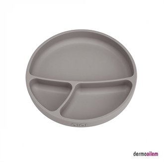 OİOİ Vakum Tabanlı Porsiyon Mama Tabağı Gri