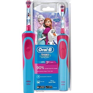 Oral-B Frozen Serisi Çocuk Şarjlı Diş Fırçası 3+ Yaş (Fuşya-Mavi)