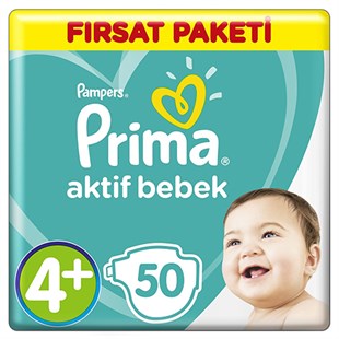 Prima Aktif Bebek Bezi 4+ Beden 50 Adet Fırsat Paketi