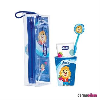 Chicco New Oral Diş Fırçası Seyehat Seti Bardaklı 3-6 Yaş Mavi