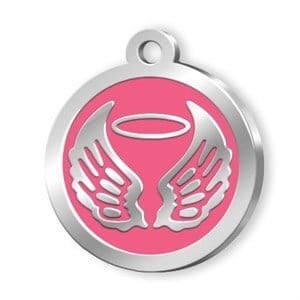 Dalis Pet Tag Mineli Seri Melek Desenli Künye Pembe