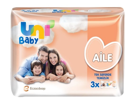 Uni Baby Aile 52 Yaprak 3'lü Paket Islak Mendil