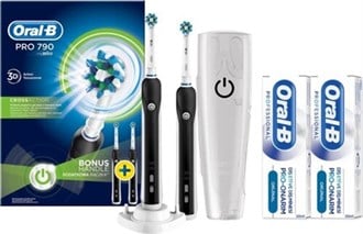 Oral-B Pro 790 Şarj Edilebilir Diş Fırçası Siyah 2'li+50ml Macunu 2'li