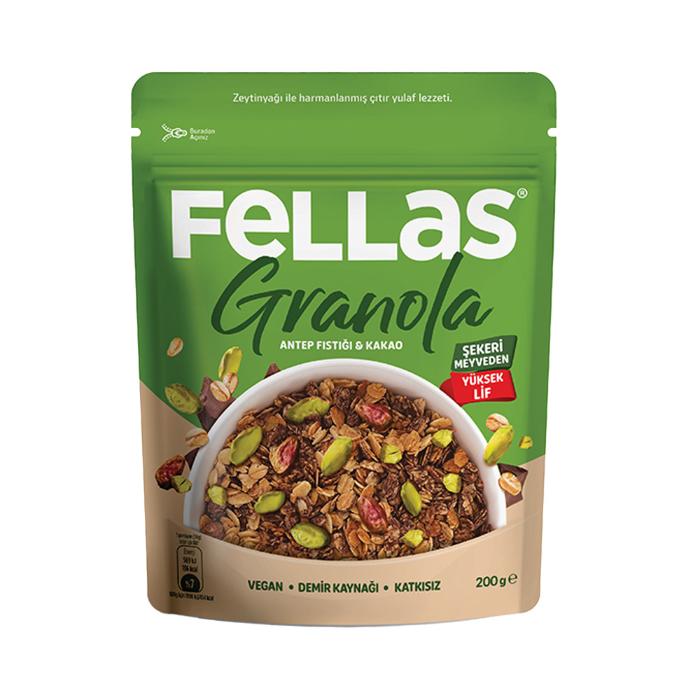 FELLAS GRANOLA 200GR ANTEP FISTIKLI -KAKAO      