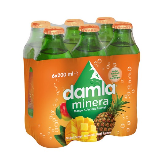 Damla Minera Mango Ananas Aromalı Gazlı İçecek 6x200 ml