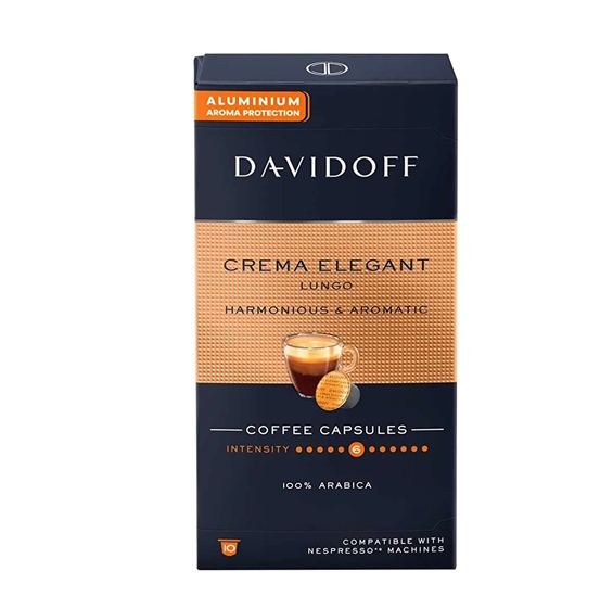 Davidoff Crema Elegant Lungo Harmonıous & Aromatıc Aluminium Kapsül Kahve 10'lu 55 gr