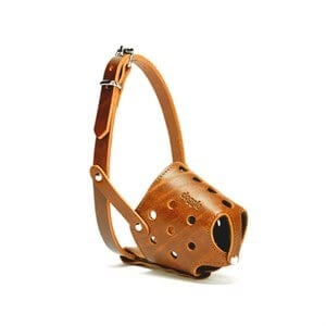 Doggie Kısa Burun Deri Köpek Ağızlığı Medium Karamel