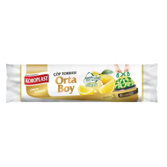 Koroplast Çöp Torbası Büzgülü Orta Boy Limon 55x60