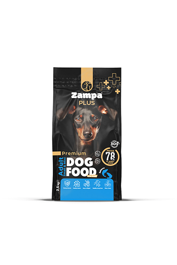 ZAMPA PLUS PREMIUM Yetişkin Köpekler için (Small-Mini Irklar) Somon Etli Kuru Mama 2,5KG
