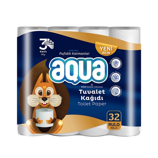 Aqua Tuvalet Kağıdı 3 Kat 32'lı