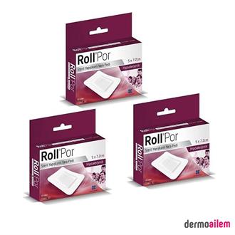 Roll Por 5cm x 7.2cm Steril Yapışkanlı 10'lu Yara Pedi 3 Adet