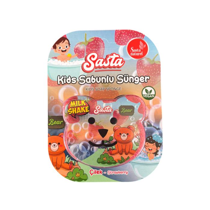 Sasta Kids Süngerli Çilek Kokulu Sabun 90 gr Ayıcık Desenli
