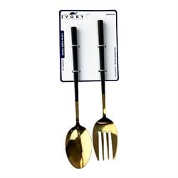 İvory Çelik Çatal Kaşık Gold