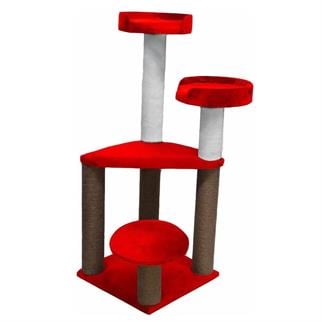 Bedspet 3 Oturaklı Kedi Tırmalama Kulesi Kırmızı