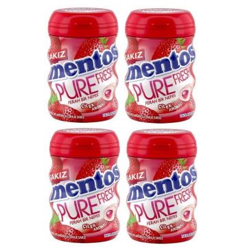 Mentos Sakız Çilek 60 Gr Şişe x 4 Adet