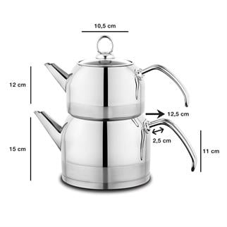 Schafer Ada Metal Çaydanlık Takımı (Büyük) 4 Parça Inox06