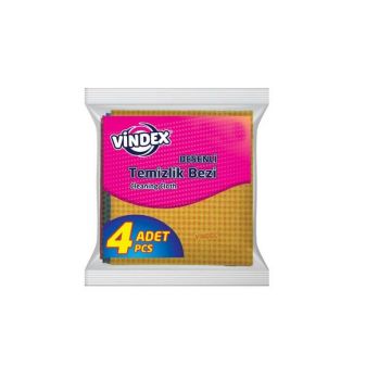 Vindex Desenli Temizlik Bezi 4 Adet